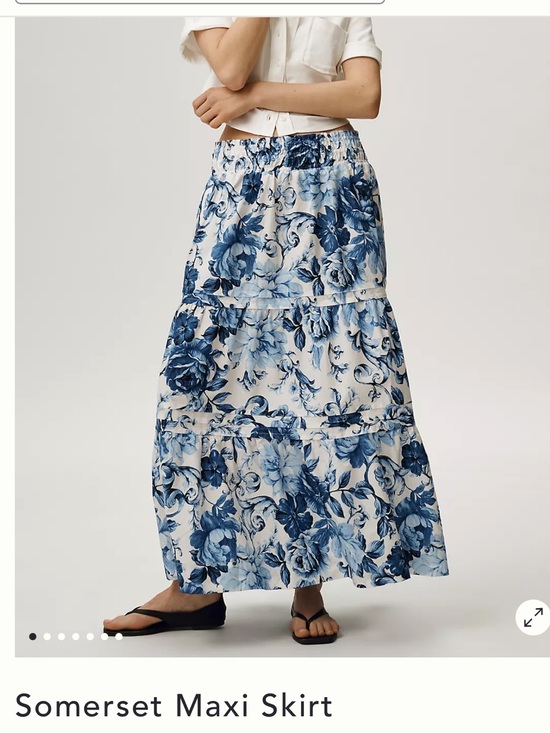 Anthropologie Dresses & Skirts - Anthropologie Blue & White Floral Tiered Maxi Skirt